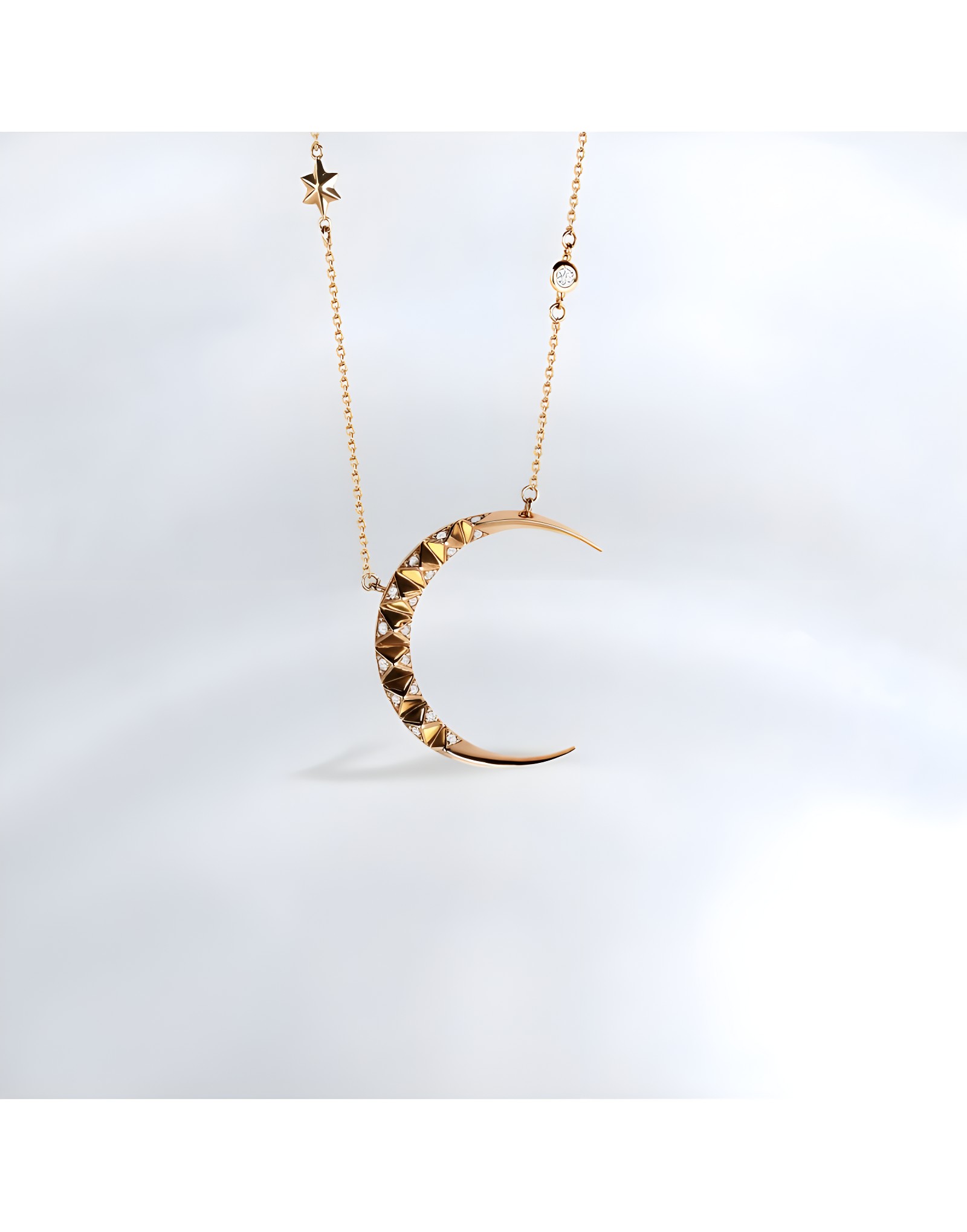 0.20ct Pırlantalı Hilal Altın Kolye