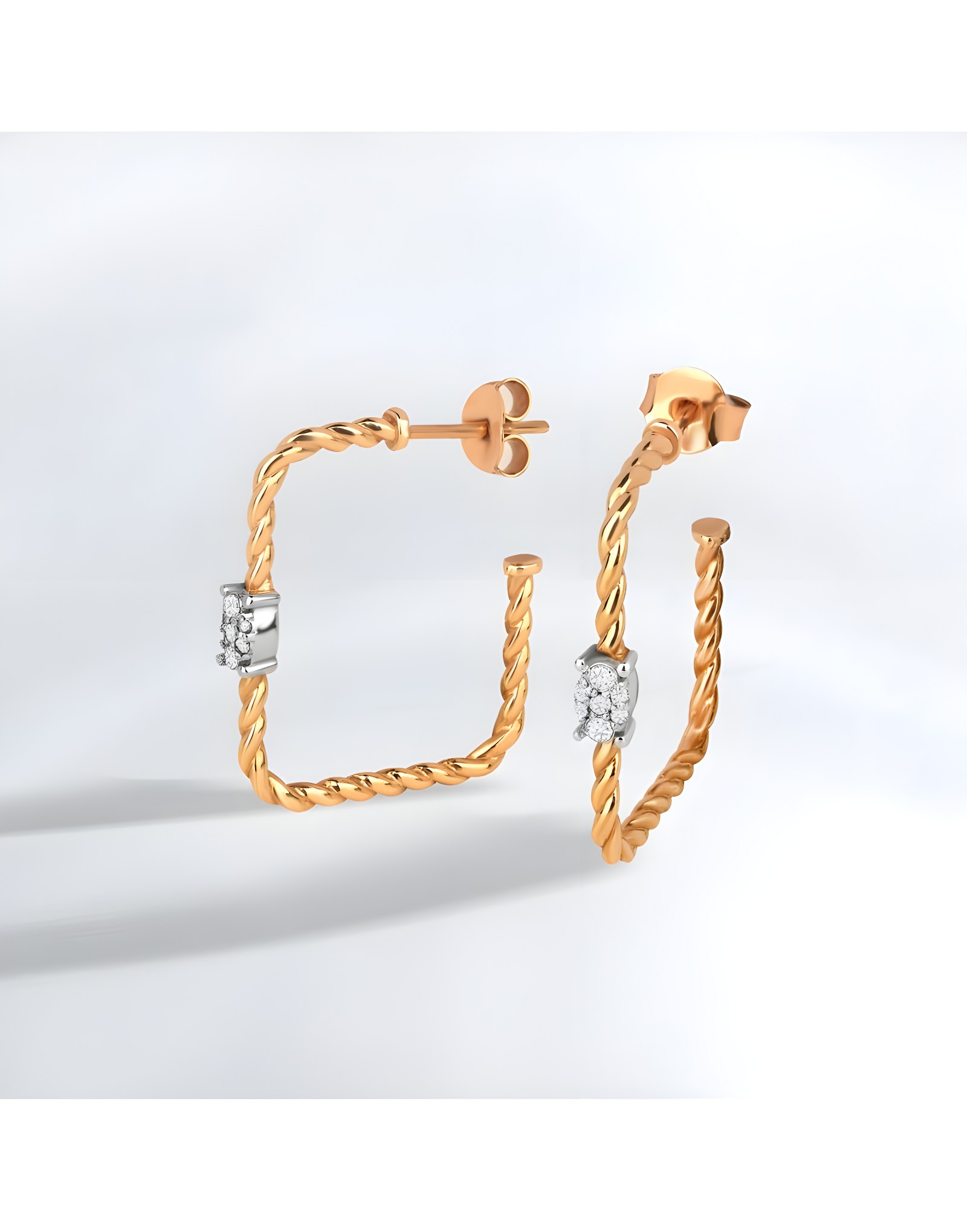 0.10ct Pırlantalı Günlük Stil Altın Küpe