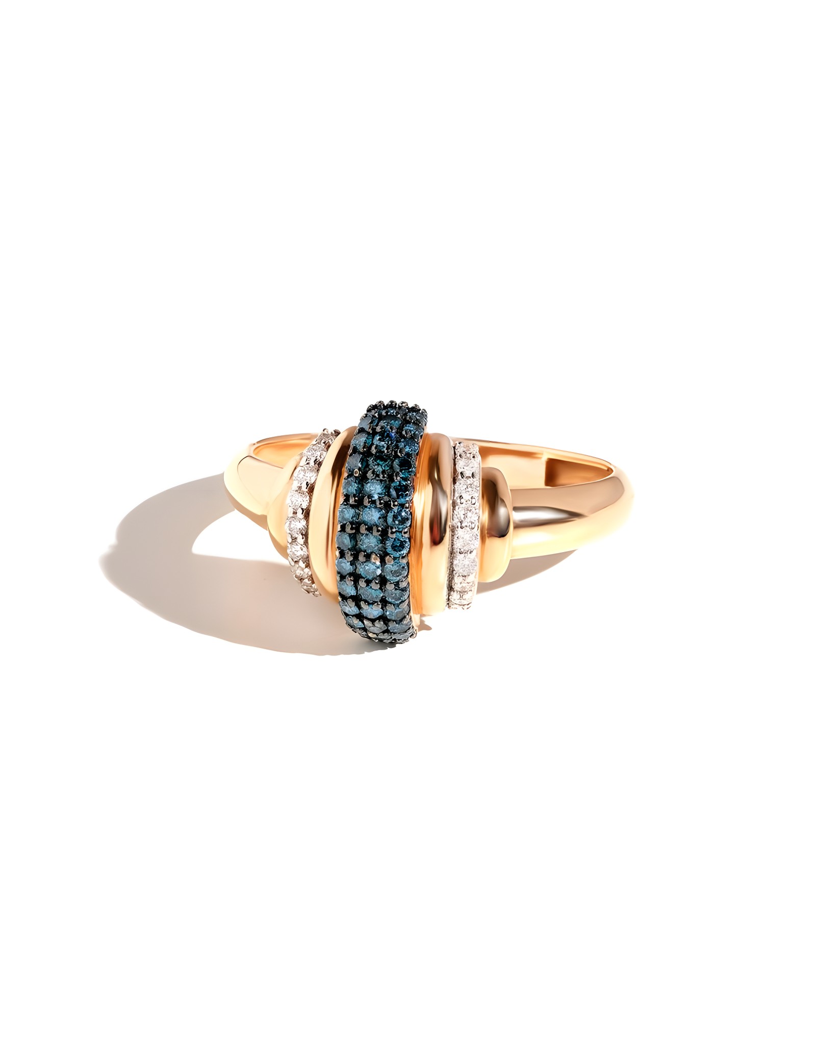 0,25ct Mavi Pırlantalı Günlük Stil Altın Yüzük