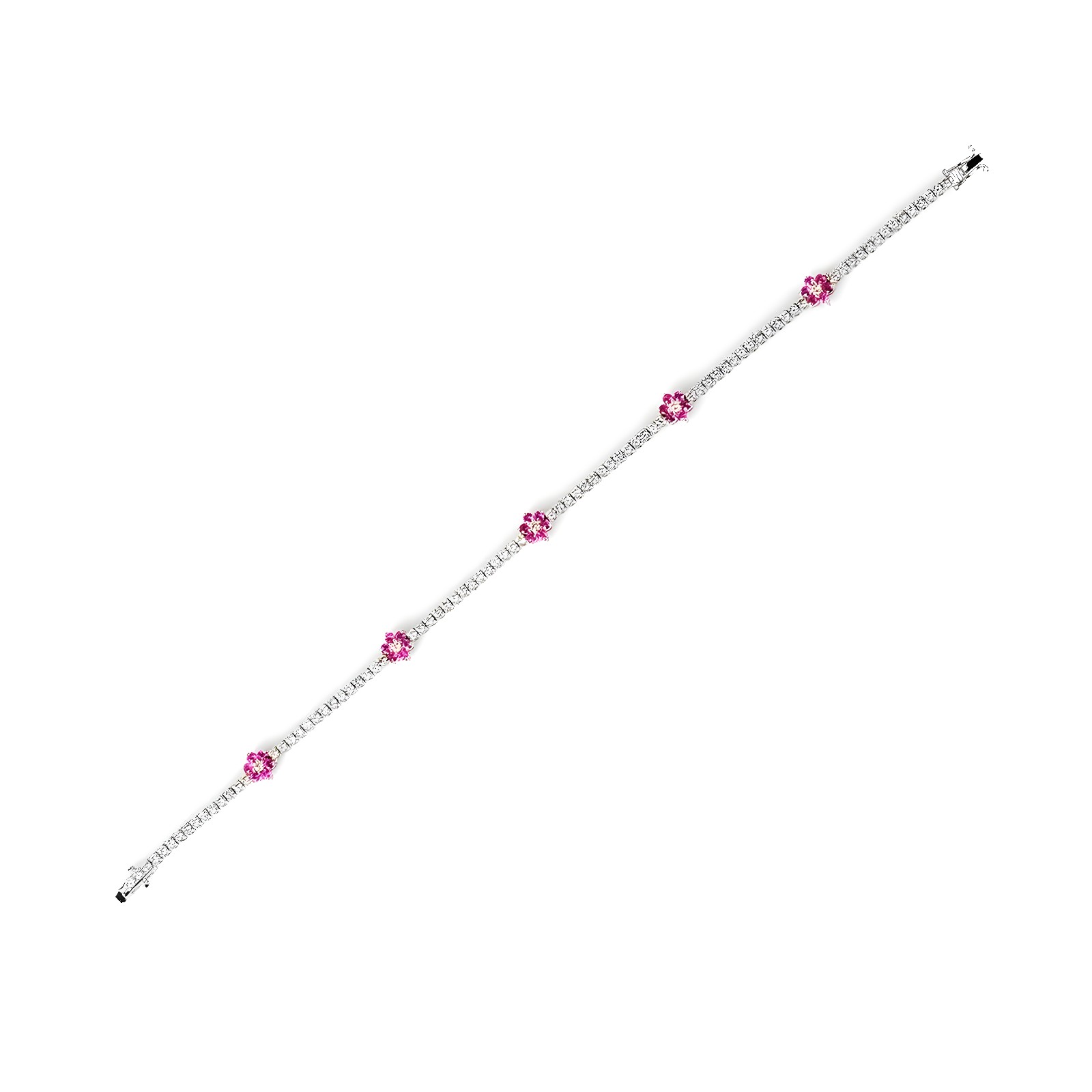 Flora Pembe Yakut Tenis Bileklik