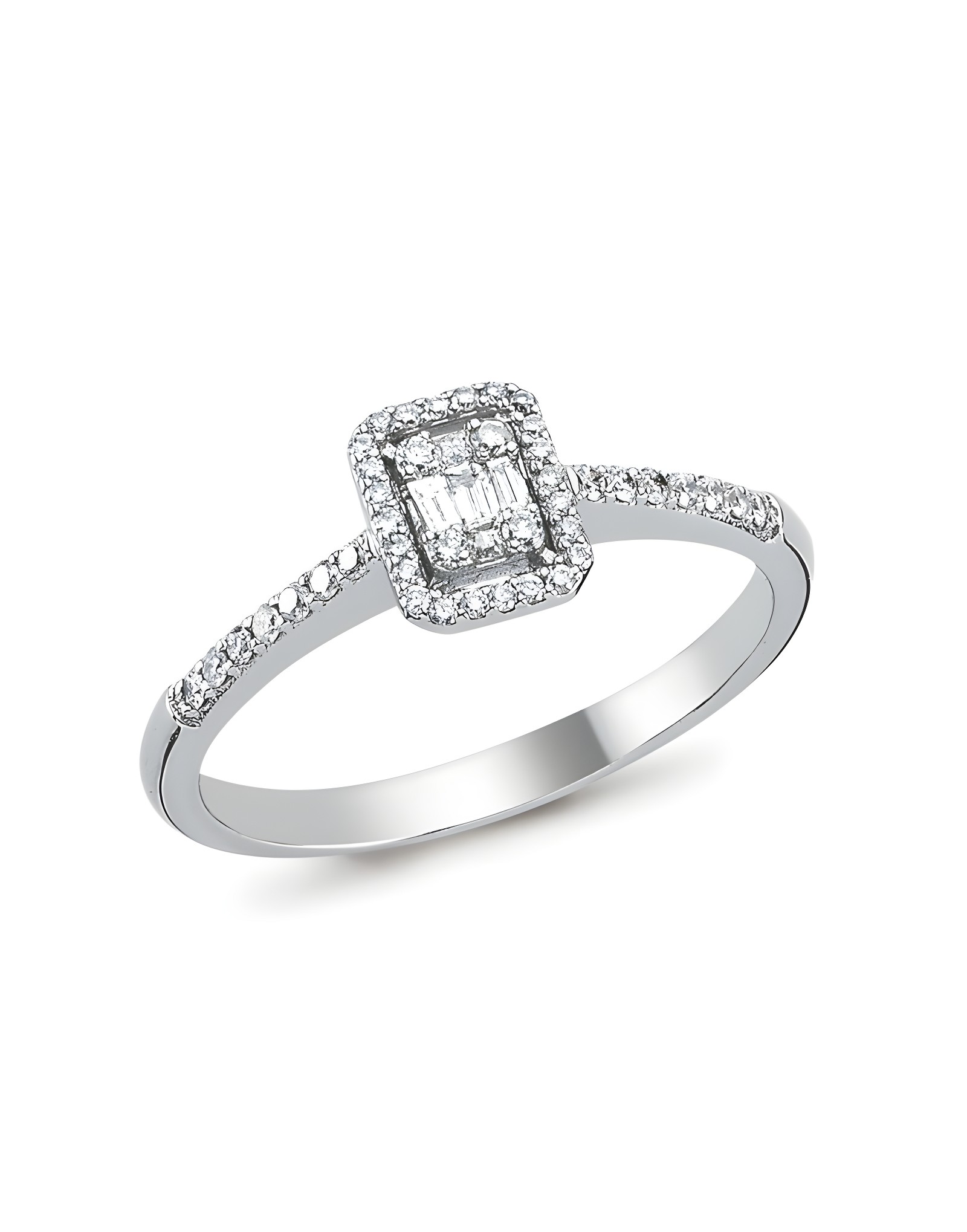 0.25CT F RENGİ Baget Pırlanta Yüzük