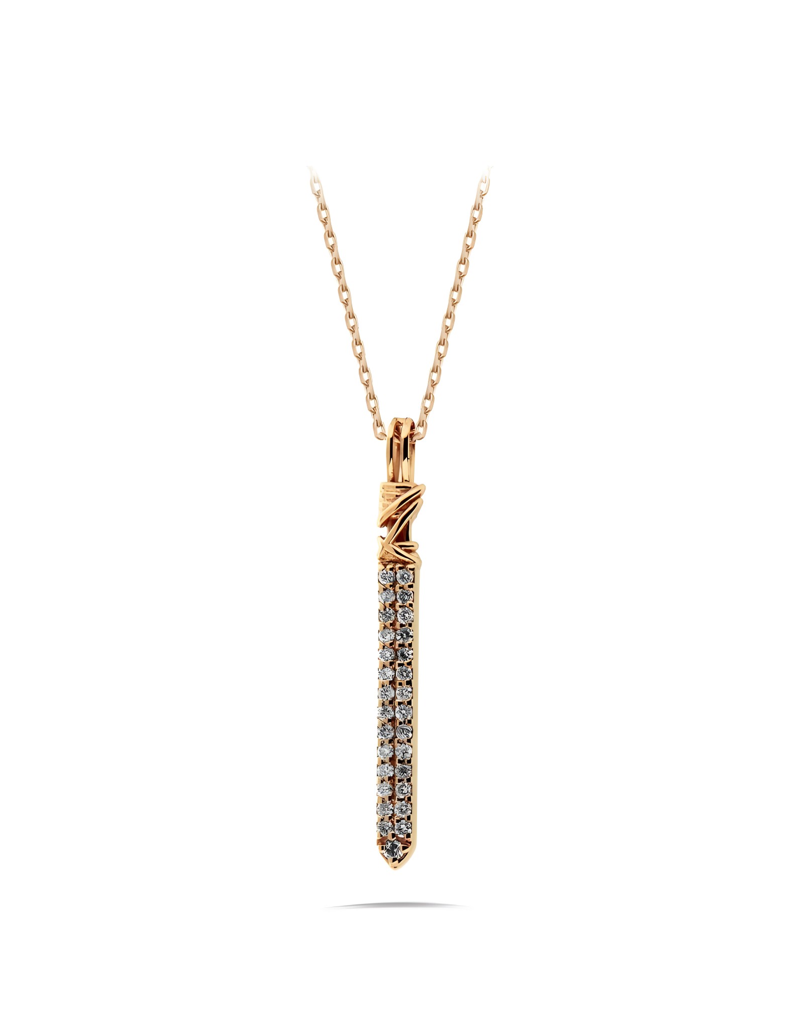 0.16ct Pırlantalı Çubuk Kolye